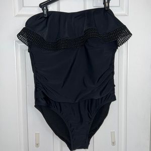 Kona Sol Black One Piece Swimsuit Size Large